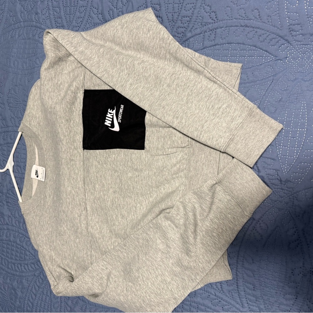 Nike Heather Gray Crop Sweatshirt with Black Logo